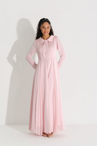 DANTELLİ KREP ELBİSE Pembe