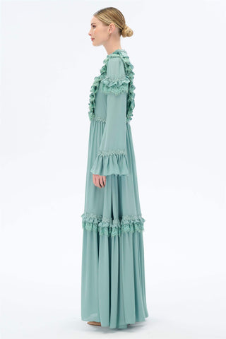 DANTELLİ ZARİF ELBİSE Mint