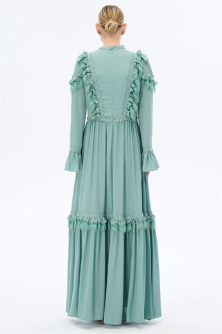 DANTELLİ ZARİF ELBİSE Mint