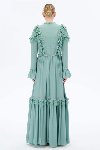 DANTELLİ ZARİF ELBİSE Mint