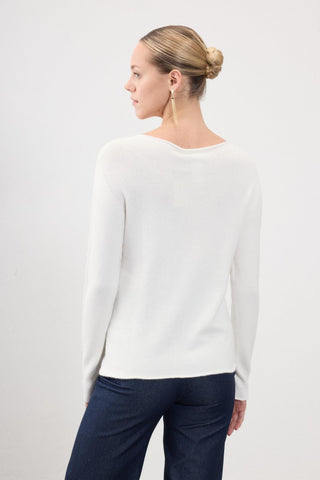 Defne Button-Detail Knit Sweater – Ecru