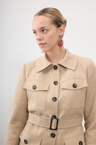 Dione Belted Utility Jacket – Beige