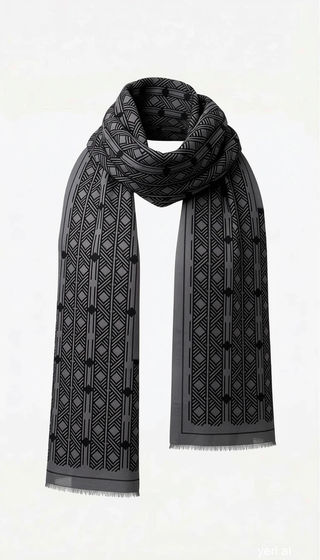 Geometric Patterned Scarf – Grey