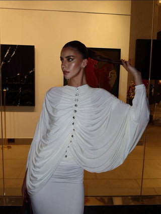 Eirene Draped Dress — Ivory