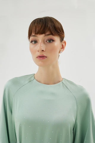 Eliza Embellished Dress – Light Green