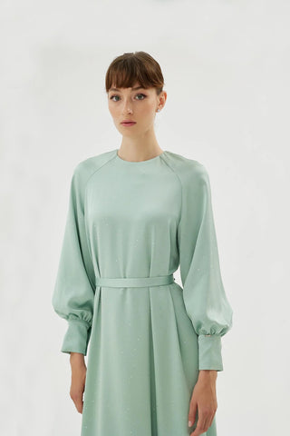 Eliza Embellished Dress – Light Green