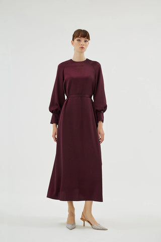 Eliza Embellished Dress – Bordeaux