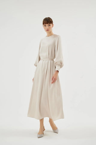 Eliza Embellished Dress – Beige