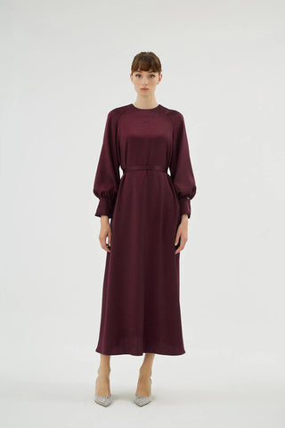 Eliza Embellished Dress – Bordeaux
