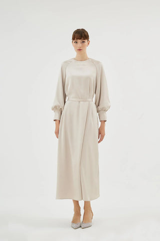 Eliza Embellished Dress – Beige