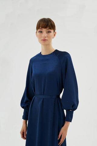 Eliza Embellished Dress – Navy