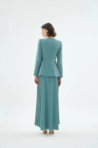 Eloya Stone-Embellished Square-Neck Blouse & Skirt Set - Blue