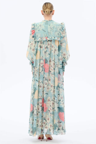 Floral Ruffle Maxi Dress – Mint