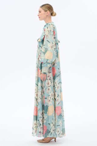 Floral Ruffle Maxi Dress – Mint