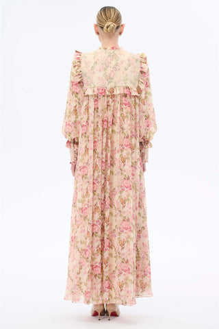 Floral Ruffle Maxi Dress – Pink