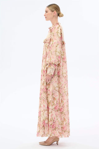 Floral Ruffle Maxi Dress – Pink