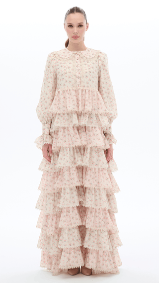 Tiered Lace Ruffle Dress – Pink