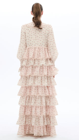 Tiered Lace Ruffle Dress – Pink