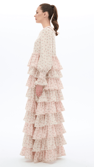 Tiered Lace Ruffle Dress – Pink