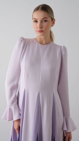 Contrast-Panel Maxi Dress – Lilac