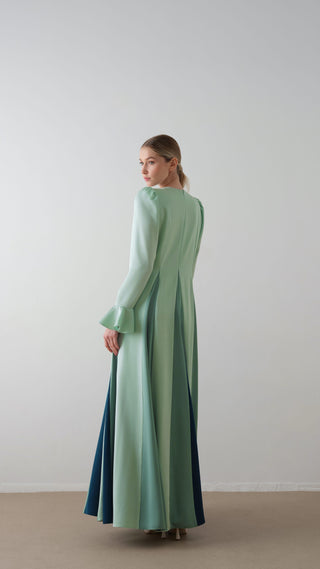 Contrast-Panel Maxi Dress – Mint