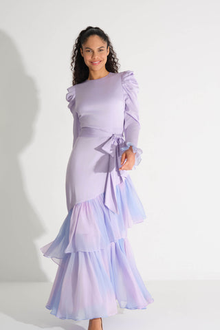Tiered Chiffon Dress – Lilac
