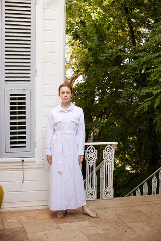 Fabula Embellished Shirt Dress – White