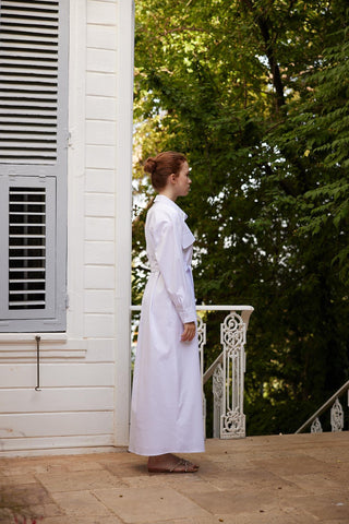 Fabula Embellished Shirt Dress – White