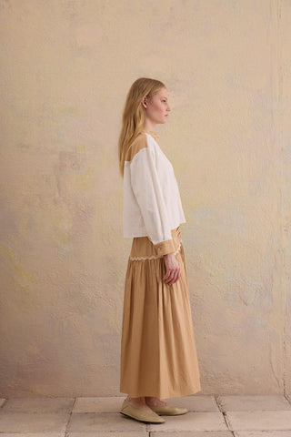 Fedel Garnished Two-Piece Set – Ecru & Beige