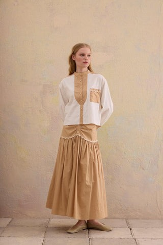 Fedel Garnished Two-Piece Set – Ecru & Beige