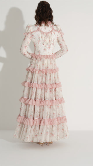 Bow Pattern Chiffon Dress – Powder Pink