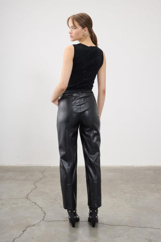 Freya Leather Trousers – Black