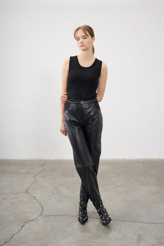 Freya Leather Trousers – Black