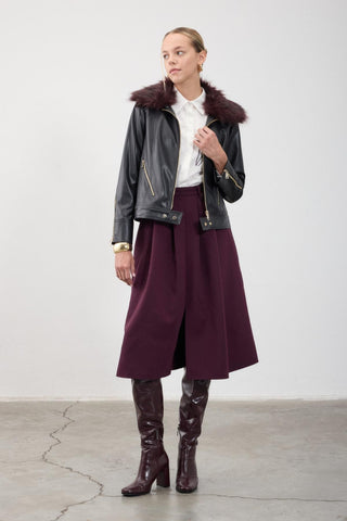 Freya Faux Fur Trimmed Woven Jacket – Black