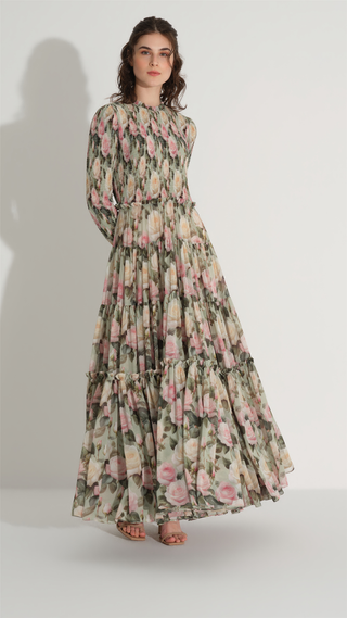 smocked chiffon dress Final Sale Plus Size Smocked Chiffon Baby Doll Dress in Pink & Yellow Print