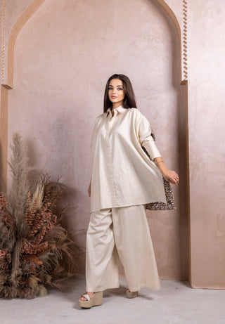 Gold Beige Linen Co-ord Set