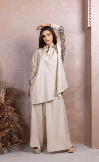 Gold Beige Linen Co-ord Set