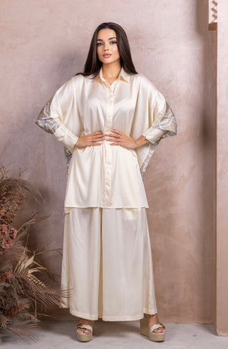 Gold Beige Silk Co-ord Set