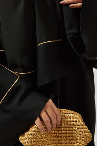 Gold Line Abaya - Black