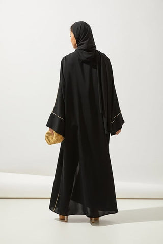 Gold Line Abaya - Black