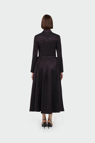 Shirt Collar Cropped Jacket & Skirt Set - Plum