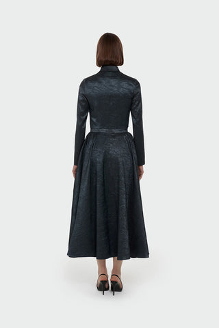 Shirt Collar Cropped Jacket & Skirt Set - Emerald