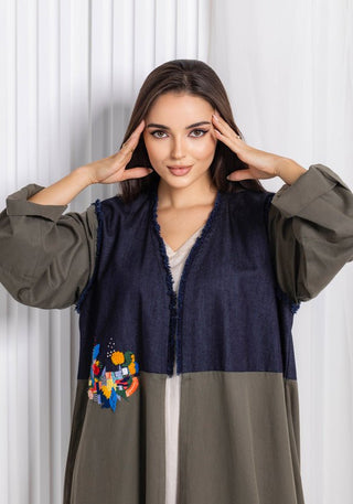 Green Denim Abaya