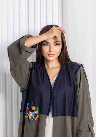 Green Denim Abaya
