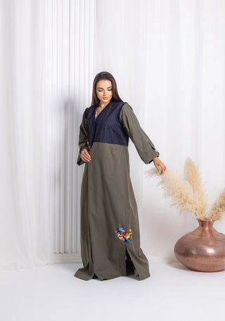 Green Denim Abaya