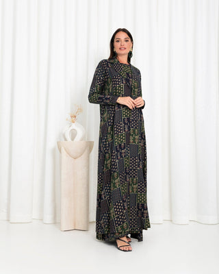 Green  Floral Check Jacket Abaya
