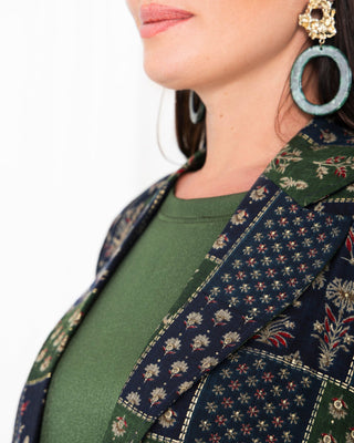 Green  Floral Check Jacket Abaya