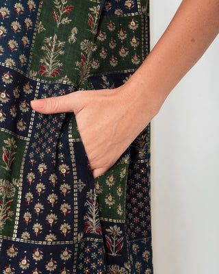 Green  Floral Check Kimono Dress