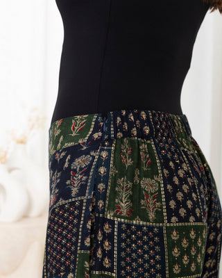 Green Floral Check Pants