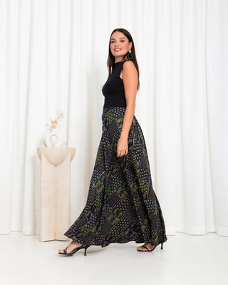 Green Floral Check Skirts